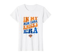 NBA in My New York Knicks Era Retro Wave Logo T-Shirt, Women, White, Large