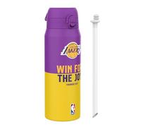 Ion8 NBA Los Angeles Lakers Sports Thermal Water Bottle with Removable Straw, 750ml/24oz, Leak-proof Insulated Drinking Bottle, Easy to Open, Secure Lock, Dishwasher Safe, Flip Cover, Metal Bottle