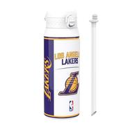 Ion8 NBA LA Lakers Sports Thermal Water Bottle with Removable Straw, 750ml/24oz, Leak-proof Vacuum Insulated Drinking Bottle, Easy to Open, Secure Lock, Dishwasher Safe, Flip Cover, Metal Bottle