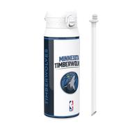NBA Minnesota Timberwolves Sports Thermal Water Bottle with Removable Straw, 750ml/24oz, Leak-proof Insulated Drinking Bottle, Easy to Open, Secure Lock, Dishwasher Safe, Flip Cover, Metal Bottle