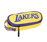 NBA Official NBA Oval Pencil Case, Lightweight and Compact, with Inner Pocket and Divider with Elastic Loops, Ideal for Stationery, 22 x 9.5 x 5.5h cm, Yellow, Casual
