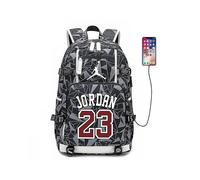 Nba Peripheral Series Star Logo Multifunctional Usb Backpack Luminous Fluorescent Backpack-jordan-printed-6 B