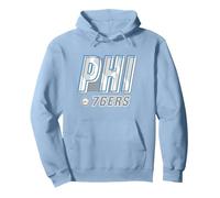 NBA Philadelphia 76ers Type Stack Logo Pullover Hoodie, Adult Unisex, Dusty Blue, Large