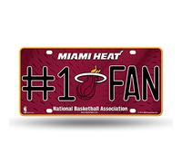 NBA Rico Industries #1 Fan Metal License Plate Tag, Miami Heat