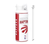 NBA Toronto Raptors Sports Thermal Water Bottle with Removable Straw, 750ml/24oz, Leak-proof Vacuum Insulated Drinking Bottle, Easy to Open, Secure Lock, Dishwasher Safe, Flip Cover, Metal Bottle