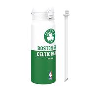Ion8 NBA Boston Celtics Sports Thermal Water Bottle with Removable Straw, 750ml/24oz, Leak Proof Insulated Drinking Bottle, Easy to Open, Secure Lock, Dishwasher Safe, Flip Cover, Metal Bottle