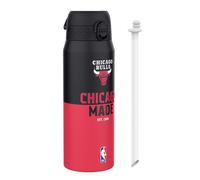 Ion8 NBA Chicago Bulls Sports Thermal Water Bottle with Removable Straw, 750ml/24oz, Leak-proof Insulated Drinking Bottle, Easy to Open, Secure Lock, Dishwasher Safe, Flip Cover, Metal Bottle
