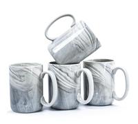 NBABSR Large Coffee Mugs Set of 4,16 OZ Coffee Cups with Handle, Marble Ceramic Large Coffee Mugs for Hot and Cold Drinks,Mothers' Day,Fathers' Day,Christmas, Gray