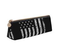 NBAGHPQ American Camouflage Print Stylish High-Capacity Leather Pencil Case Zippered Triangle Pouch Pens Boys Girls