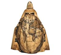 NBAGHPQ Ancient Map World Globe Print Unisex Hooded Cloak Costume Robe Festivals Party Carnival Theme Decor Cosplay Wear