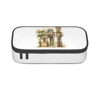 NBAGHPQ Antique Building with Roman Olive Branch and Greek Print Functionality Large Storage Pencil Case Stationery Organizer Teens Students Adults