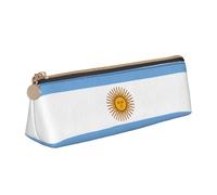 NBAGHPQ Argentine Flag Print Stylish High-Capacity Leather Pencil Case Zippered Triangle Pouch Pens Boys Girls