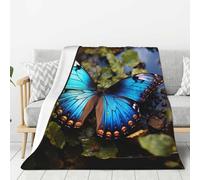 NBAGHPQ Beautiful blue butterfly Print Thick Blankets Bed Camping Travel Flannel Lightweight Warm Blanket Comfort Couch