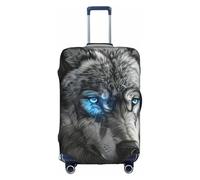 NBAGHPQ Blue Eyes Wolf Print Universal Stylish Suitcase Cover Elastic Washable Anti Scratch Luggage Protector