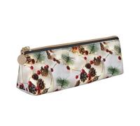 NBAGHPQ Christmas Garland with Lights Print Stylish High-Capacity Leather Pencil Case Zippered Triangle Pouch Pens Boys Girls