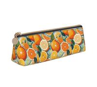NBAGHPQ Citrus Fruit Pattern Print Stylish High-Capacity Leather Pencil Case Zippered Triangle Pouch Pens Boys Girls