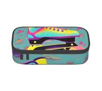 NBAGHPQ Colorful Roller Skates Print Functionality Large Storage Pencil Case Stationery Organizer Teens Students Adults