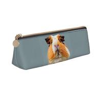 NBAGHPQ Cut Guinea Pig Print Stylish High-Capacity Leather Pencil Case Zippered Triangle Pouch Pens Boys Girls