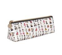 NBAGHPQ Cute Chihuahua Pug Pattern Print Stylish High-Capacity Leather Pencil Case Zippered Triangle Pouch Pens Boys Girls
