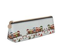 NBAGHPQ Cute Christmas Owls on Branch Print Stylish High-Capacity Leather Pencil Case Zippered Triangle Pouch Pens Boys Girls
