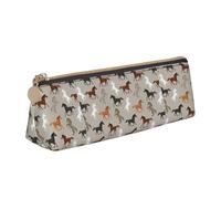 NBAGHPQ Cute Horse Print Stylish High-Capacity Leather Pencil Case Zippered Triangle Pouch Pens Boys Girls