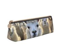 NBAGHPQ Cute Llama Print Stylish High-Capacity Leather Pencil Case Zippered Triangle Pouch Pens Boys Girls