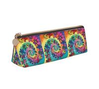 NBAGHPQ Dancing Thanksgiving Bear Print Stylish High-Capacity Leather Pencil Case Zippered Triangle Pouch Pens Boys Girls