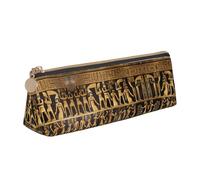 NBAGHPQ Egypts Hieroglyphics Print Stylish High-Capacity Leather Pencil Case Zippered Triangle Pouch Pens Boys Girls