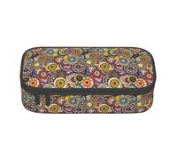 NBAGHPQ Ethnic Circles Floral Pattern Print Functionality Large Storage Pencil Case Stationery Organizer Teens Students Adults