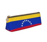 NBAGHPQ Flag of Venezuela Print Stylish High-Capacity Leather Pencil Case Zippered Triangle Pouch Pens Boys Girls