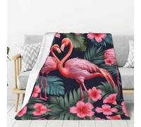 NBAGHPQ Flamingo Love Flowers Print Thick Blankets Bed Camping Travel Flannel Lightweight Warm Blanket Comfort Couch