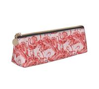 NBAGHPQ Flamingo Print Stylish High-Capacity Leather Pencil Case Zippered Triangle Pouch Pens Boys Girls
