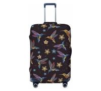 NBAGHPQ Flower Hummingbirds Embroidery Print Double Sided Elastic Protection Universal Suitcase Cover Unique Luggage Protector