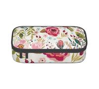 NBAGHPQ Flower Leaf Print Functionality Large Storage Pencil Case Stationery Organizer Teens Students Adults
