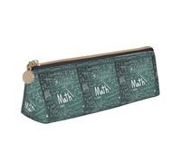 NBAGHPQ Formulas Shapes Theory Math Lesson Word Print Stylish High-Capacity Leather Pencil Case Zippered Triangle Pouch Pens Boys Girls
