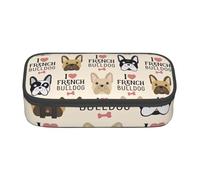 NBAGHPQ French Dog Print Functionality Large Storage Pencil Case Stationery Organizer Teens Students Adults