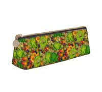 NBAGHPQ Frog Print Stylish High-Capacity Leather Pencil Case Zippered Triangle Pouch Pens Boys Girls