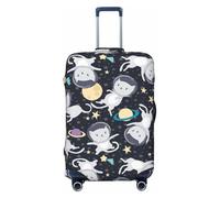 NBAGHPQ Fun cat Astronaut Print Double Sided Elastic Protection Universal Suitcase Cover Unique Luggage Protector