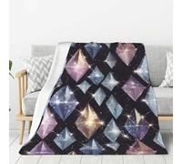 NBAGHPQ Glitter Diamond Crystal Pattern Print Thick Blankets Bed Camping Travel Flannel Lightweight Warm Blanket Comfort Couch