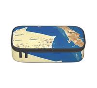 NBAGHPQ Greece Map Print Print Functionality Large Storage Pencil Case Stationery Organizer Teens Students Adults