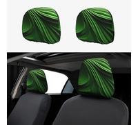NBAGHPQ Green Curve Texture Print 2 Pcs Car Headrest Covers Comfortable Travel Pillow Interior Decor Accessory Set