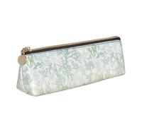 NBAGHPQ Green Sea Blue Seaweed Print Stylish High-Capacity Leather Pencil Case Zippered Triangle Pouch Pens Boys Girls