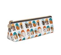 NBAGHPQ Guinea Pig Illustration Print Stylish High-Capacity Leather Pencil Case Zippered Triangle Pouch Pens Boys Girls