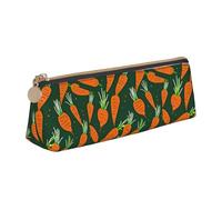 NBAGHPQ Happy Carrot Print Stylish High-Capacity Leather Pencil Case Zippered Triangle Pouch Pens Boys Girls