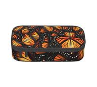 NBAGHPQ Heaps of Orange Monarch Butterflies Print Functionality Large Storage Pencil Case Stationery Organizer Teens Students Adults