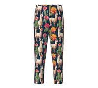 NBAGHPQ Llama Alpaca Cactus Flower Print Casual Wear Home Relaxation Soft Pajama Pants Women Men Trousers Themed Parties