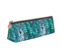 NBAGHPQ Mermaid Scale Print Stylish High-Capacity Leather Pencil Case Zippered Triangle Pouch Pens Boys Girls