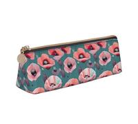NBAGHPQ Pastel Poppies Print Stylish High-Capacity Leather Pencil Case Zippered Triangle Pouch Pens Boys Girls