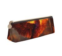 NBAGHPQ Phoenix Print Stylish High-Capacity Leather Pencil Case Zippered Triangle Pouch Pens Boys Girls