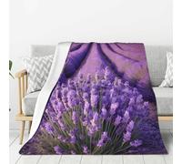 NBAGHPQ Purple Lavender Field Print Thick Blankets Bed Camping Travel Flannel Lightweight Warm Blanket Comfort Couch